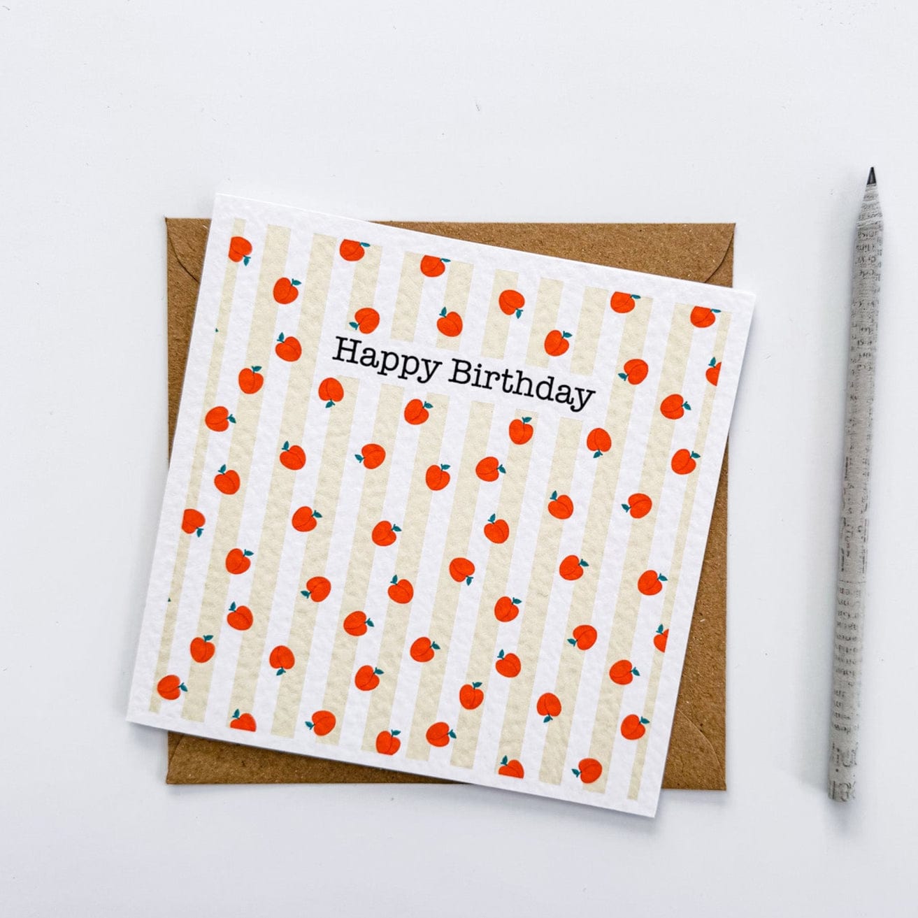 Peach pattern card with summer stripe background and personalised message