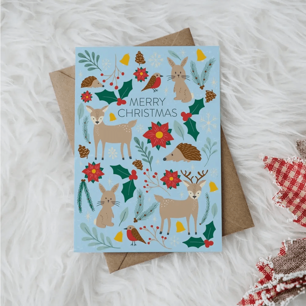 A5 Cute Woodland Christmas Card - Dolly and Fred Designs