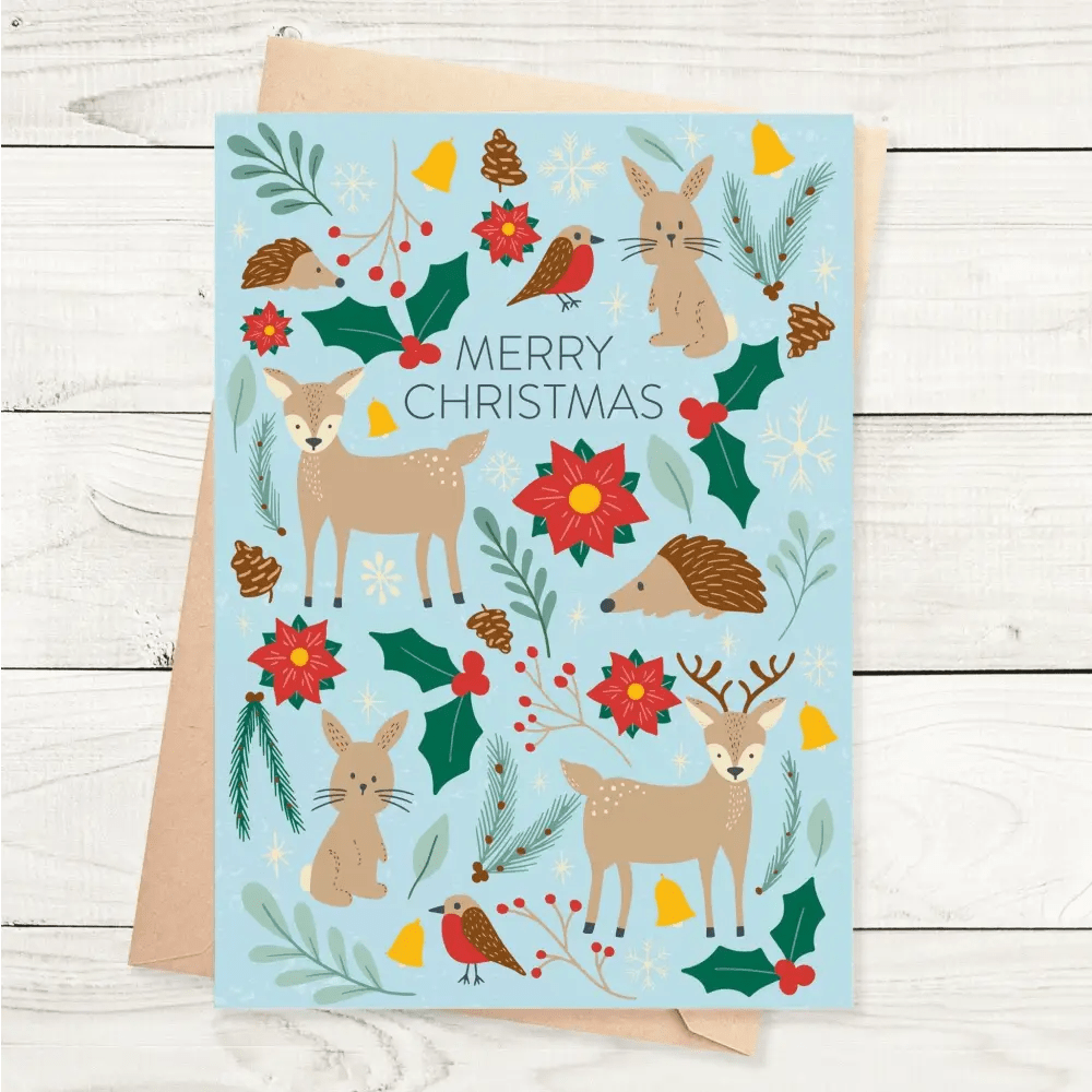 A5 Cute Woodland Christmas Card - Dolly and Fred Designs