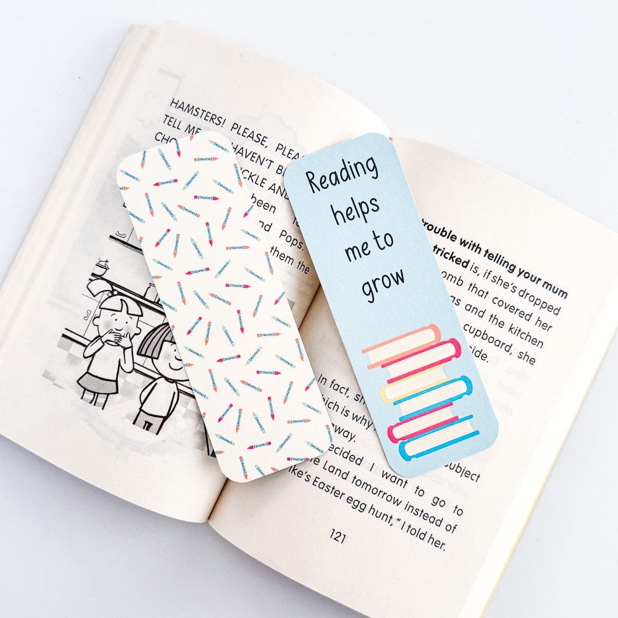 Affirmation bookmarks displayed on open book