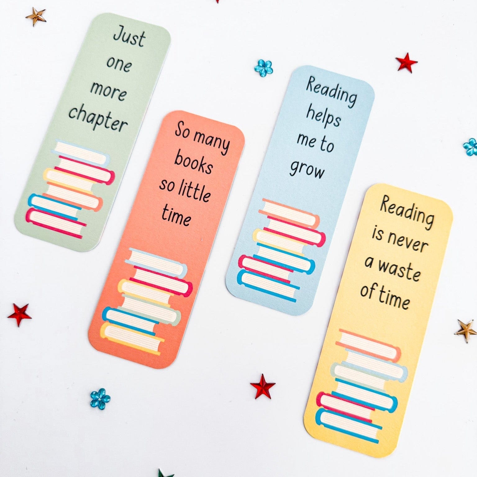 Affirmation bookmarks with confetti and quote design