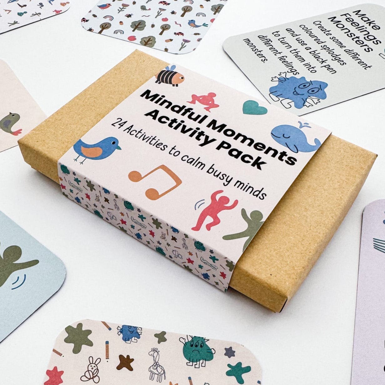 Illustrated activity card encouraging storytelling and creativity from the Mindful Moments set.