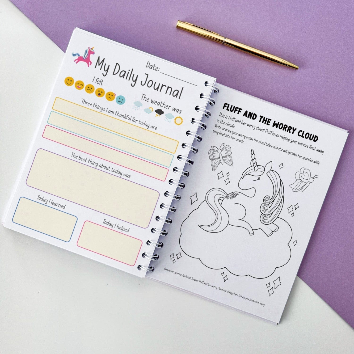 Children’s Unicorn Daily Journal - Dolly and Fred Designs