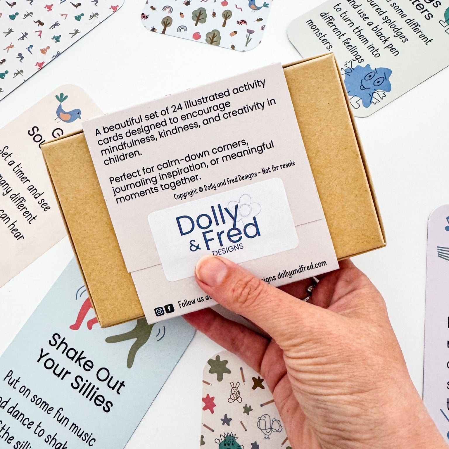 Kraft card storage box for children’s mindfulness activity cards with eco-friendly packaging.