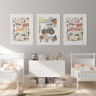 Gender Neutral Transport Nursery Name Print Set, Personalised new baby gift, Little boys playroom art