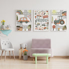 Gender Neutral Transport Nursery Name Print Set, Personalised new baby gift, Little boys playroom art