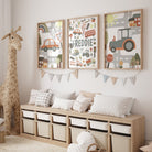 Gender Neutral Transport Nursery Name Print Set, Personalised new baby gift, Little boys playroom art