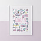 Pink and PurpleTransport Nursery Name Print Set, Personalised new baby gift, Little girls playroom art