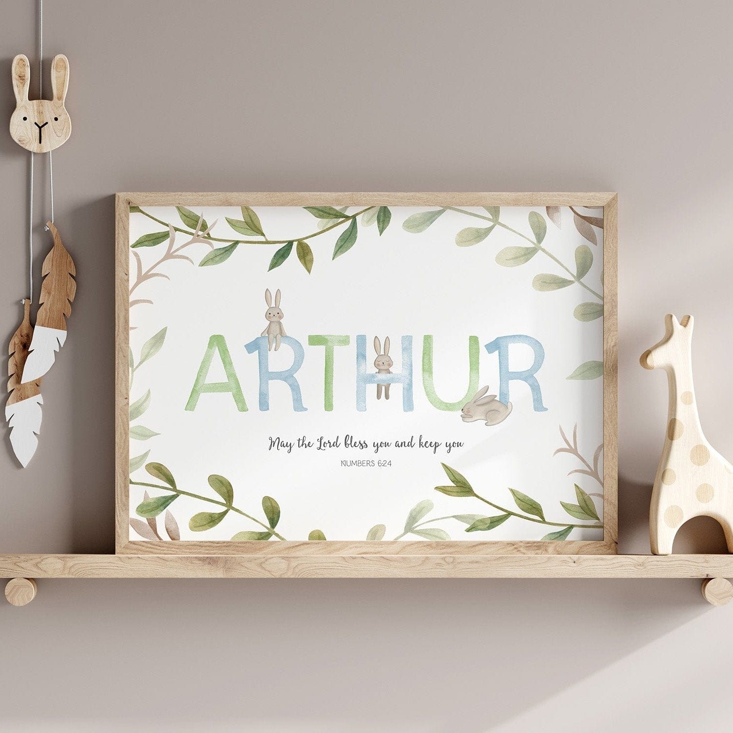 Landscape bunny nursery name print - Dolly and Fred Designs