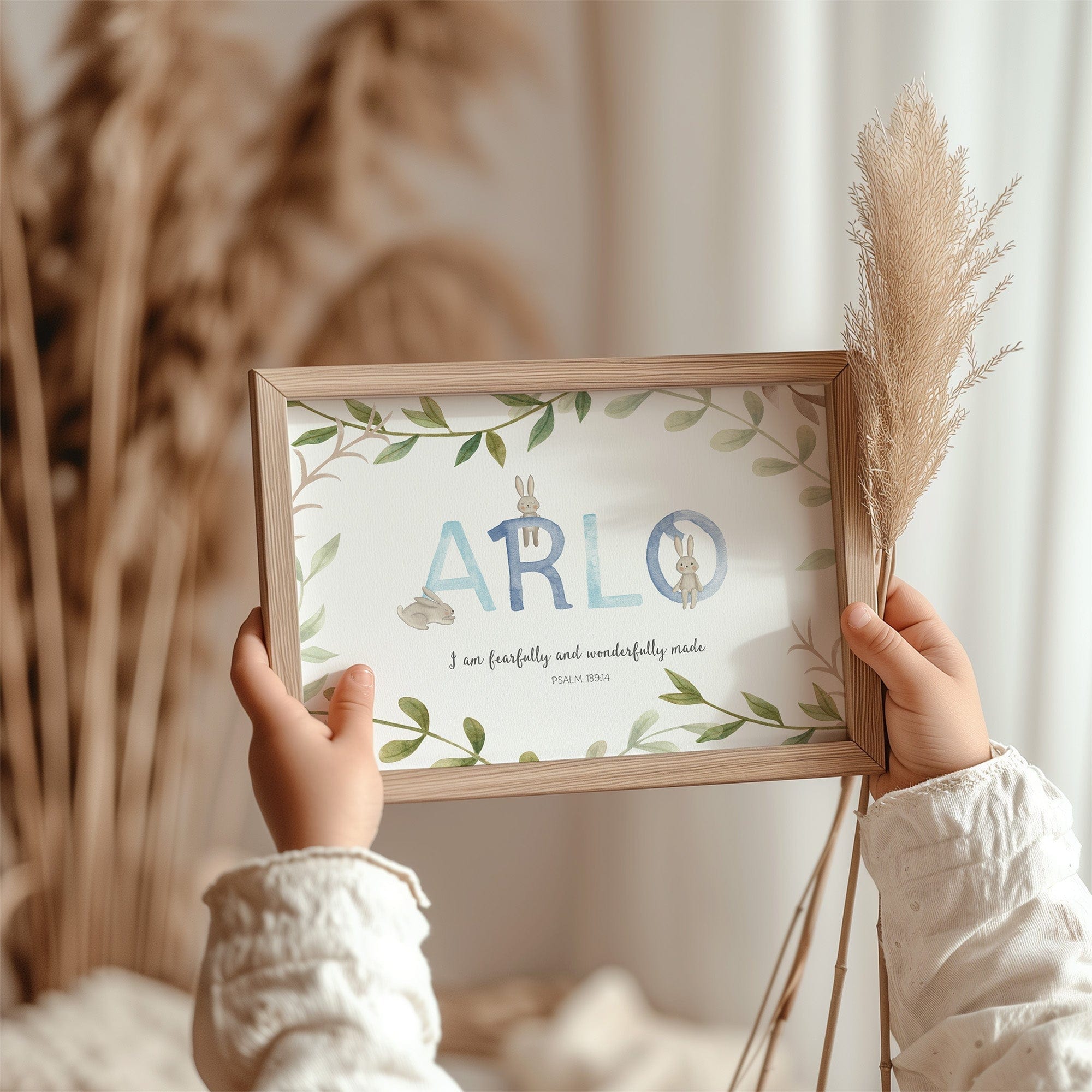 Landscape bunny nursery name print - Dolly and Fred Designs