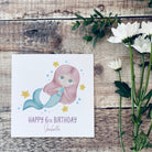 Little Girls Mermaid Birthday Card - Dolly and Fred Designs