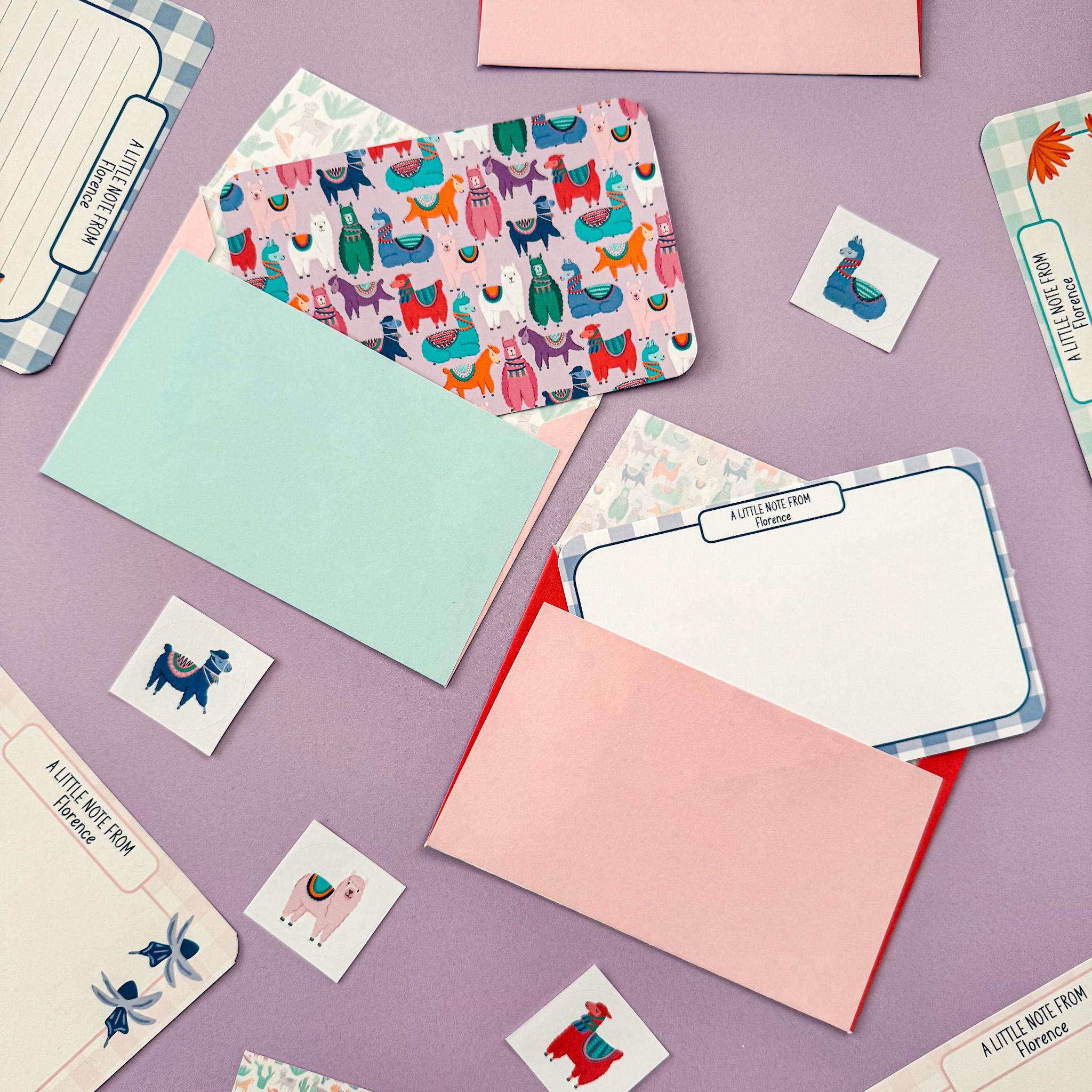 Llama writing set for children - Dolly and Fred Designs