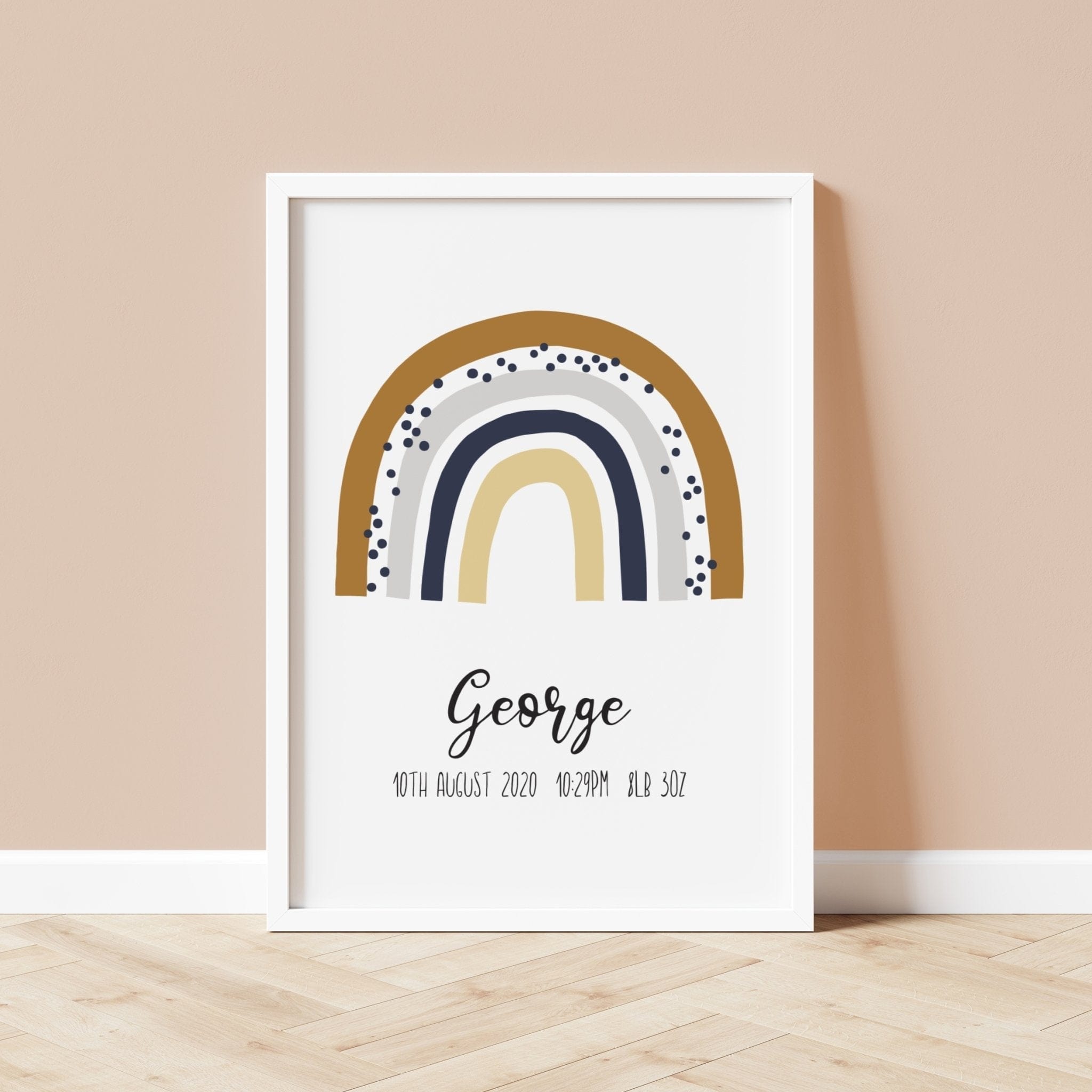 Pastel Rainbow Print with Birth Details - Dolly and Fred Designs