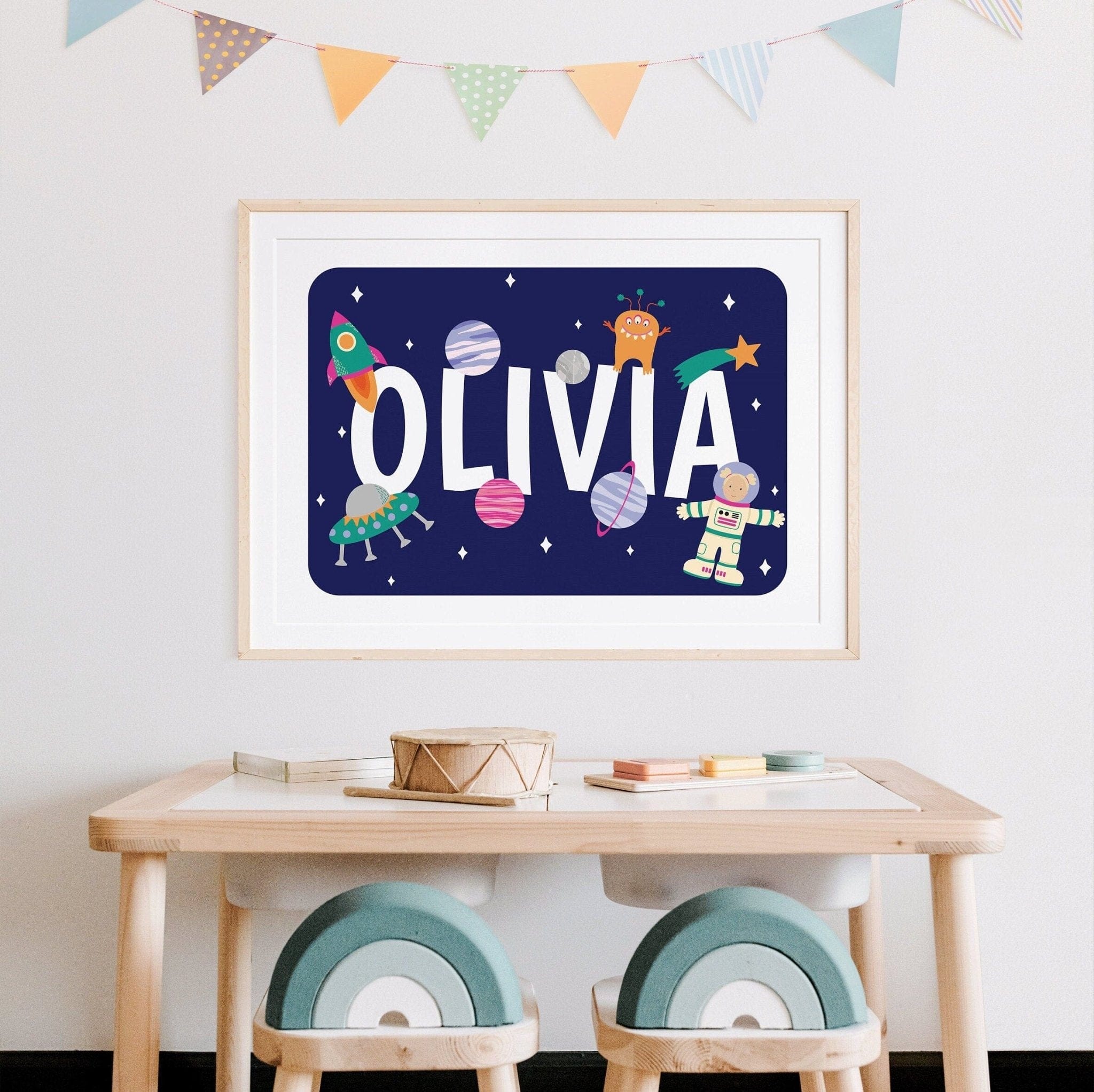 Personalised Astronaut Name Print - Dolly and Fred Designs