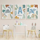 Personalised blue dinosaur print set - Dolly and Fred Designs