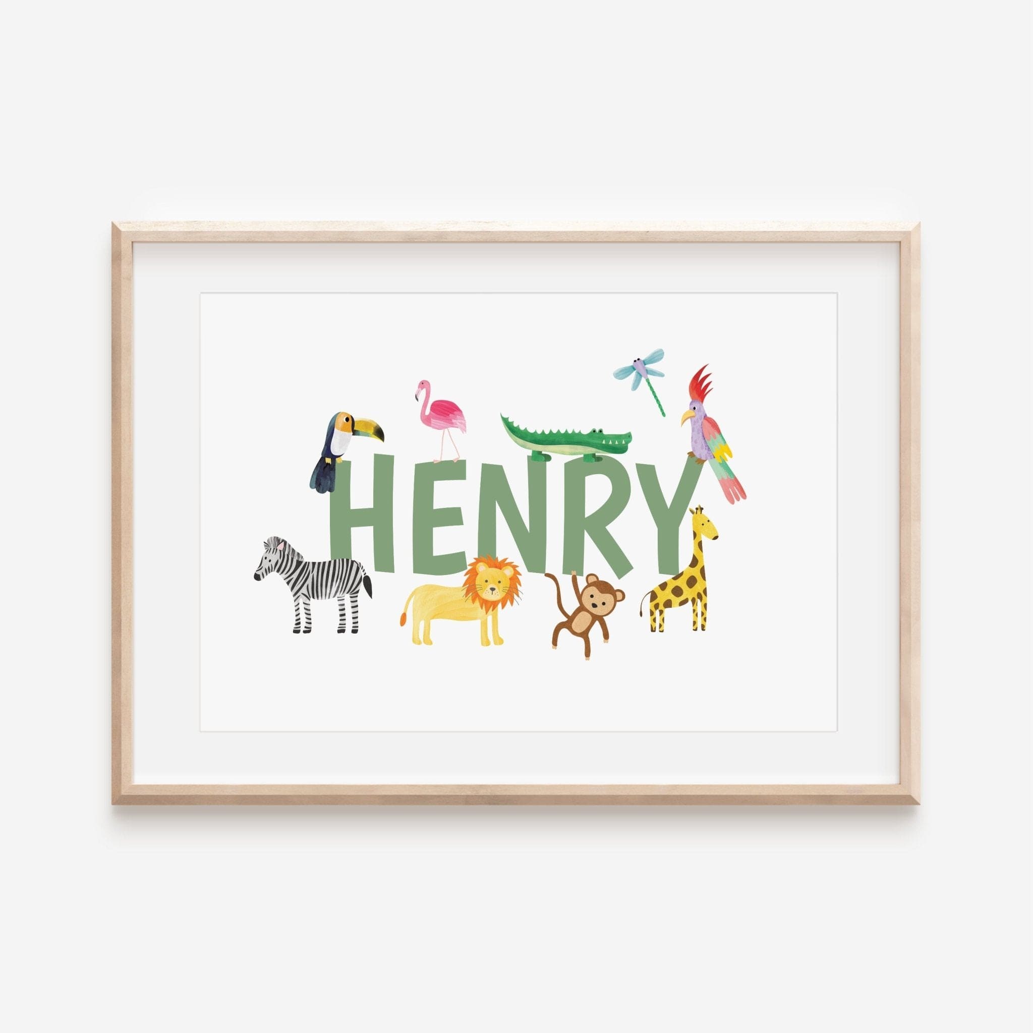 Personalised Landscape Safari Animal Name Print - Dolly and Fred Designs
