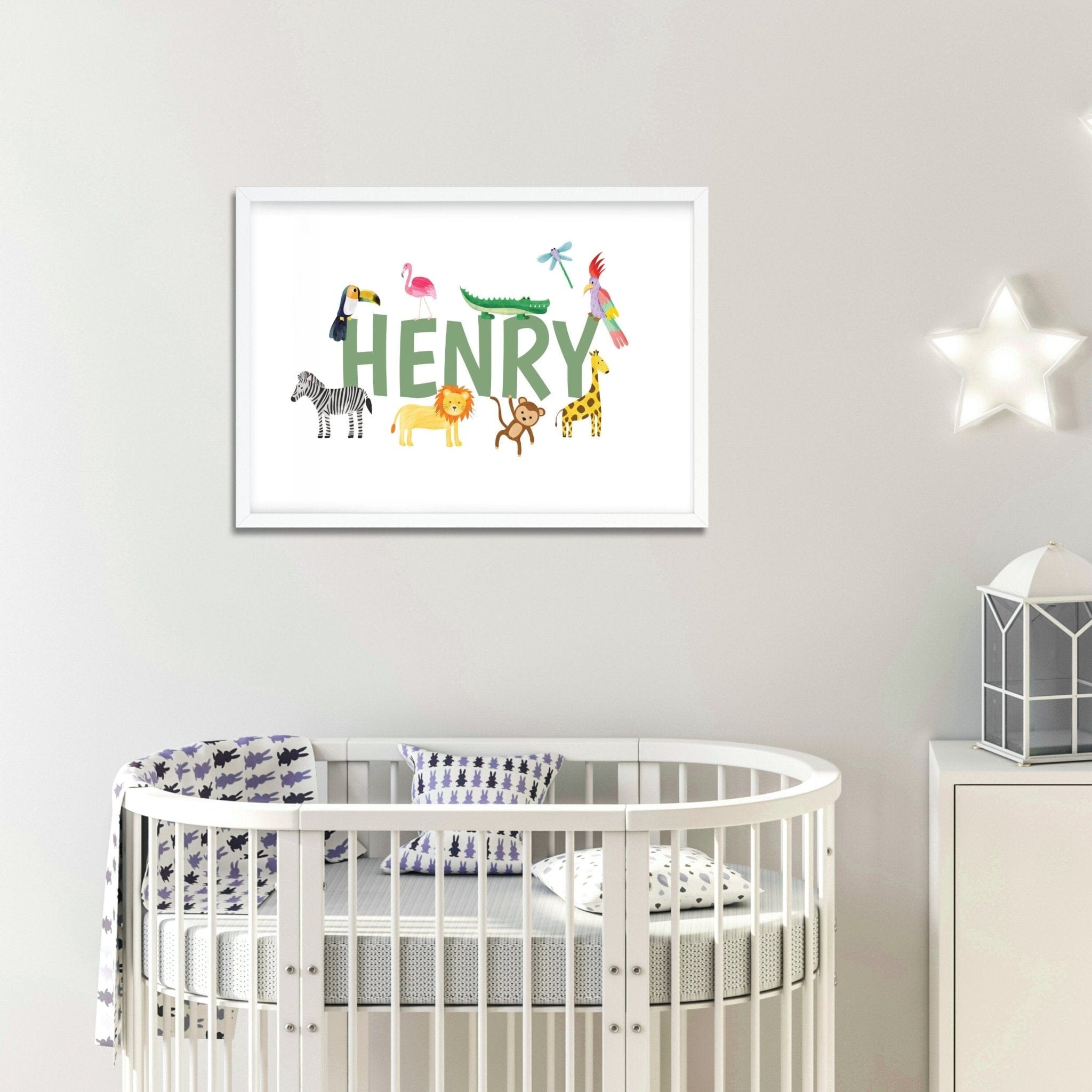 Personalised Landscape Safari Animal Name Print - Dolly and Fred Designs