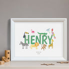 Personalised Landscape Safari Animal Name Print - Dolly and Fred Designs