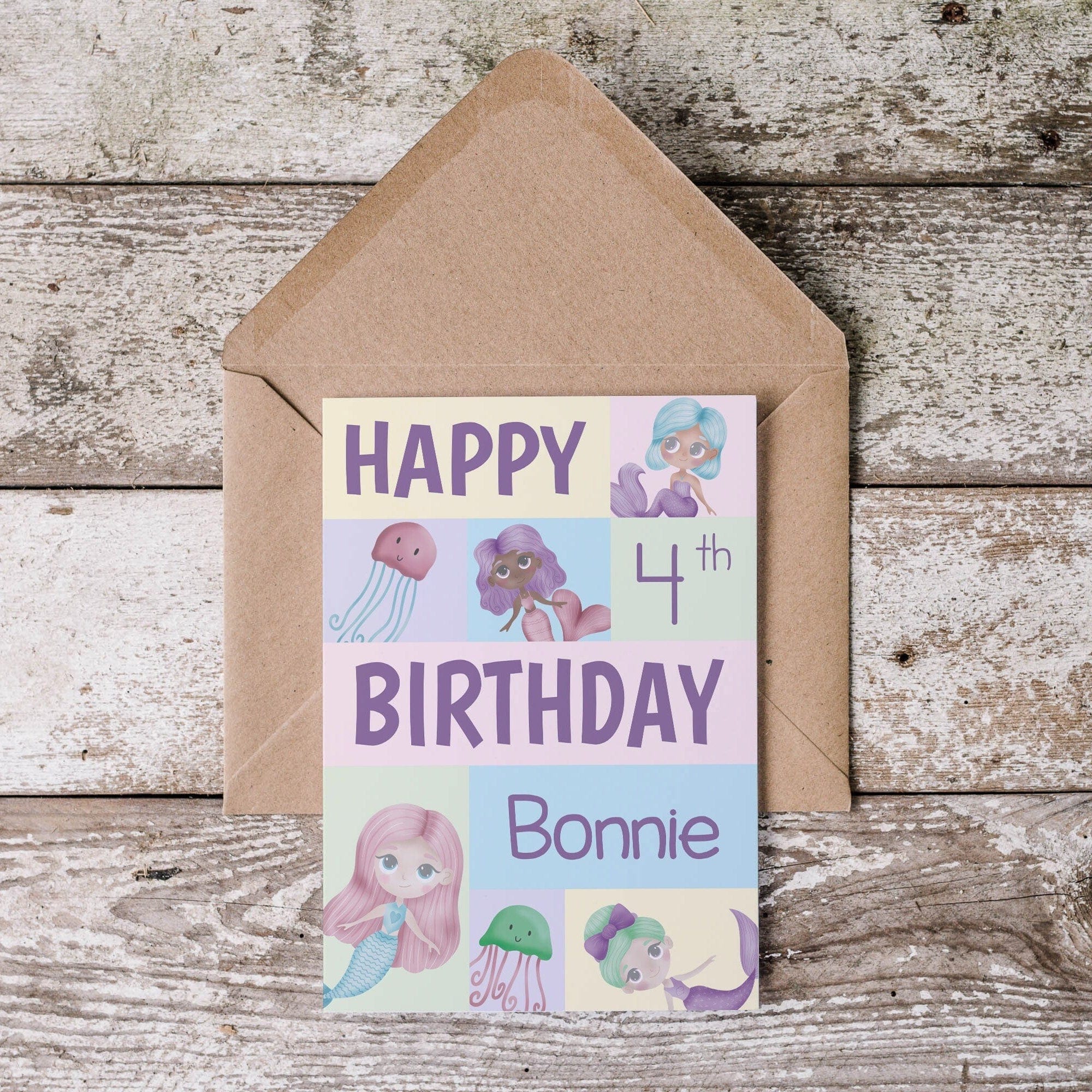 Personalised Mermaid Birthday Card - Dolly and Fred Designs