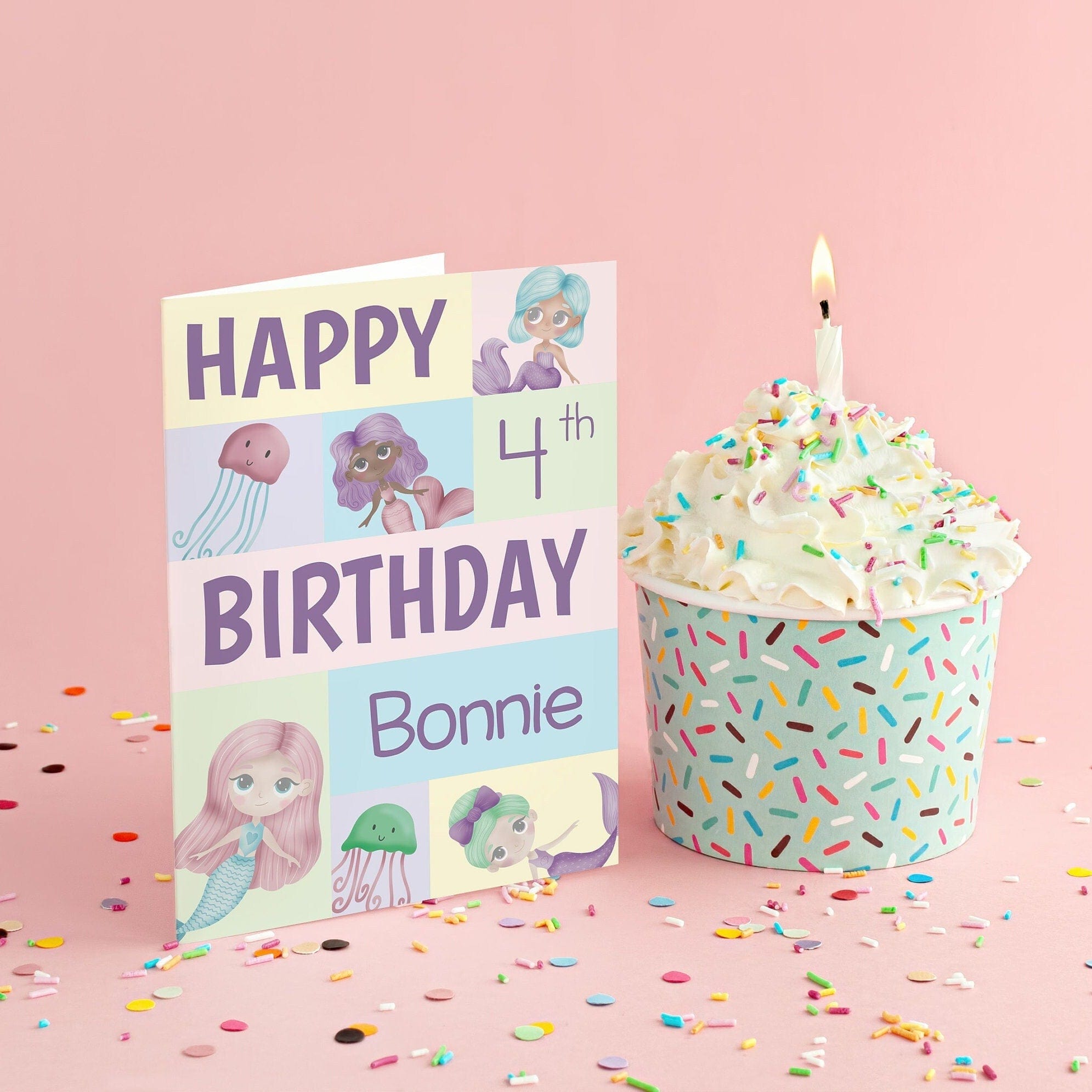 Personalised Mermaid Birthday Card - Dolly and Fred Designs