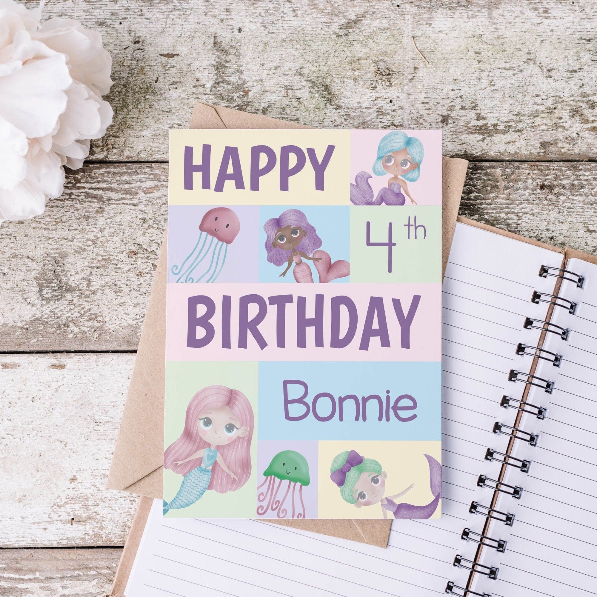 Personalised Mermaid Birthday Card - Dolly and Fred Designs