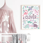 Personalised Pink Dinosaur Print - Dolly and Fred Designs