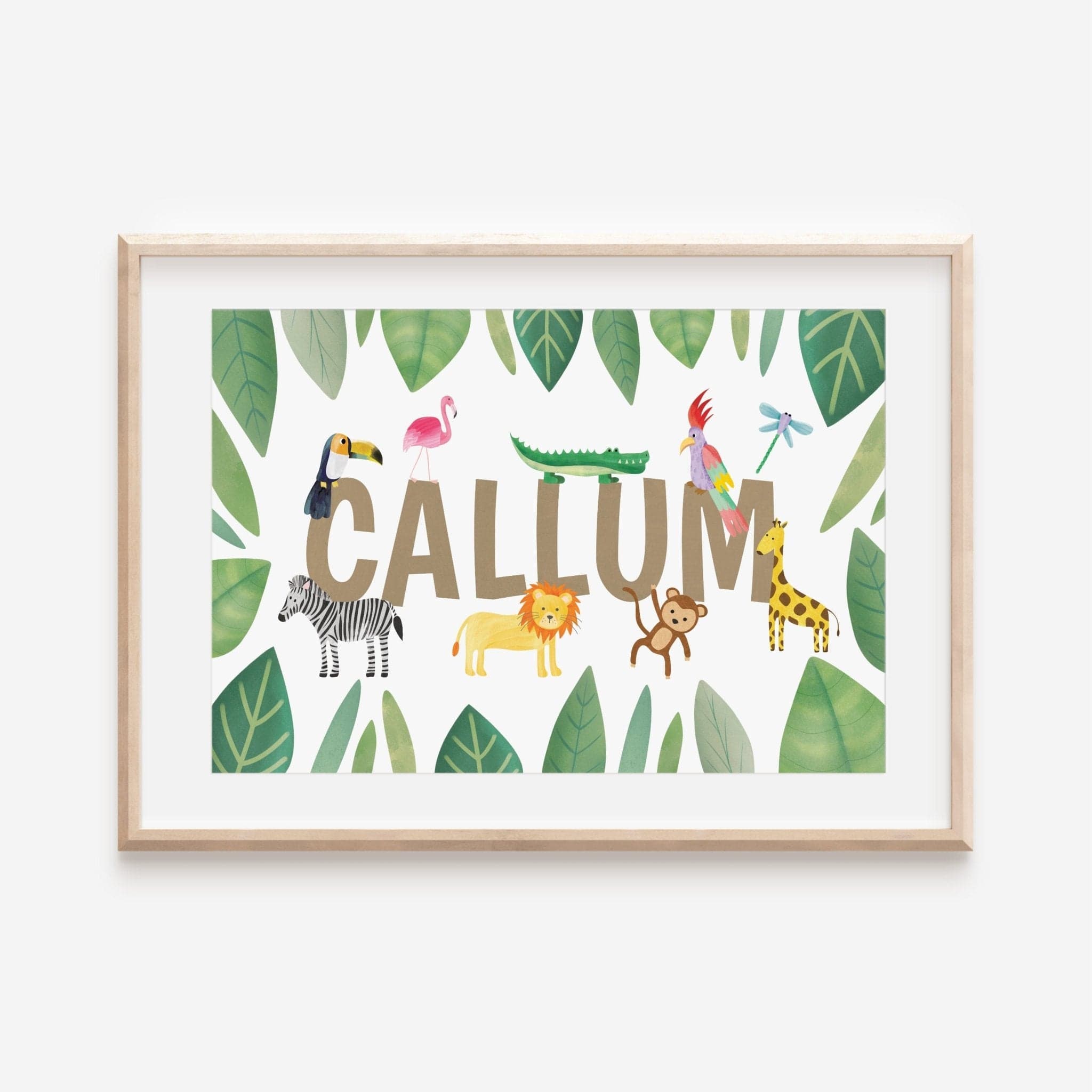 Personalised Safari Animal Name Print - Dolly and Fred Designs