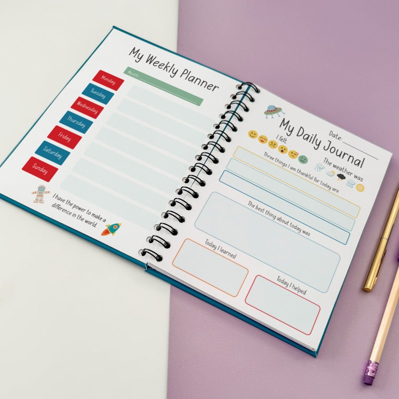 Personalised Space - Themed Weekly Journal - Dolly and Fred Designs