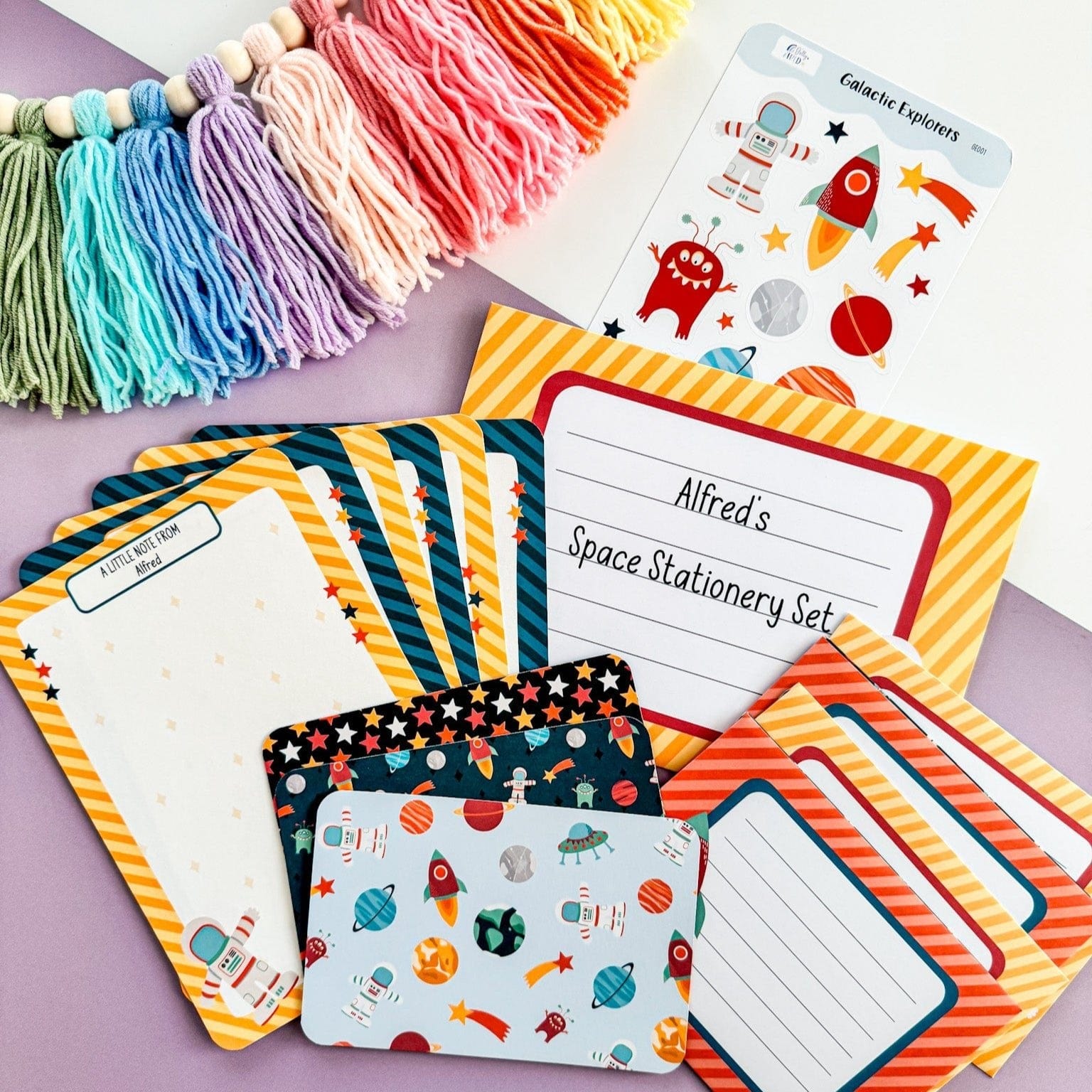 Personalised Space Writing Set for Kids – Fun Stationery Gift - Dolly and Fred Designs