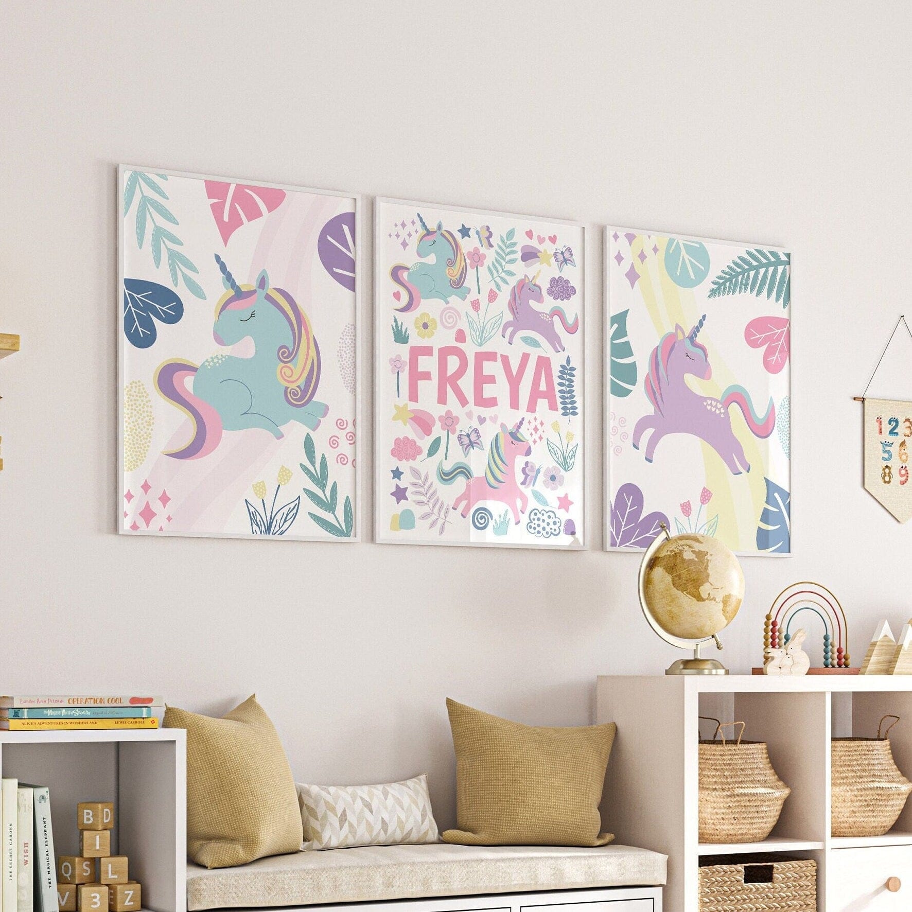 Personalised Unicorn Print Set - Dolly and Fred Designs