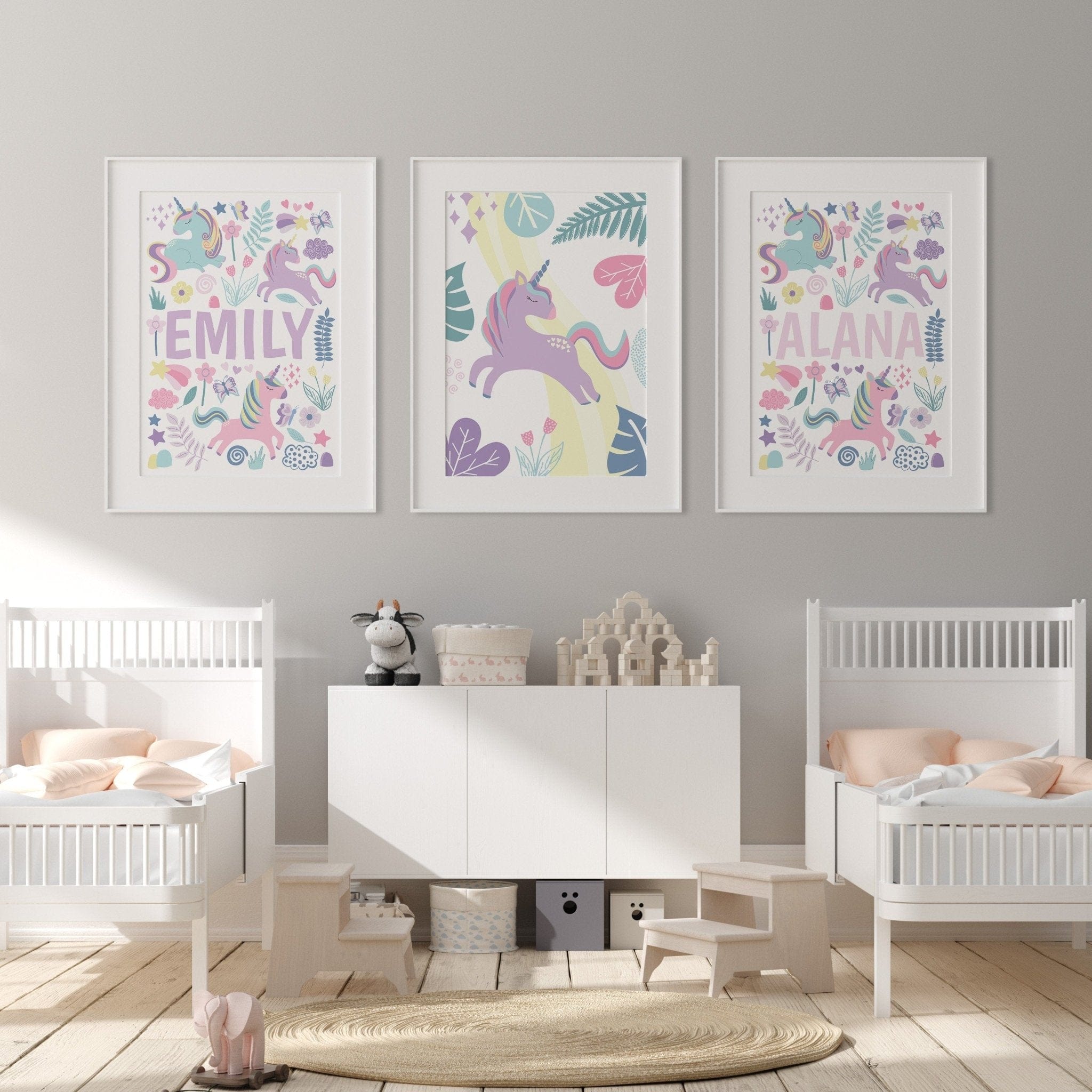 Personalised Unicorn Print Set - Dolly and Fred Designs