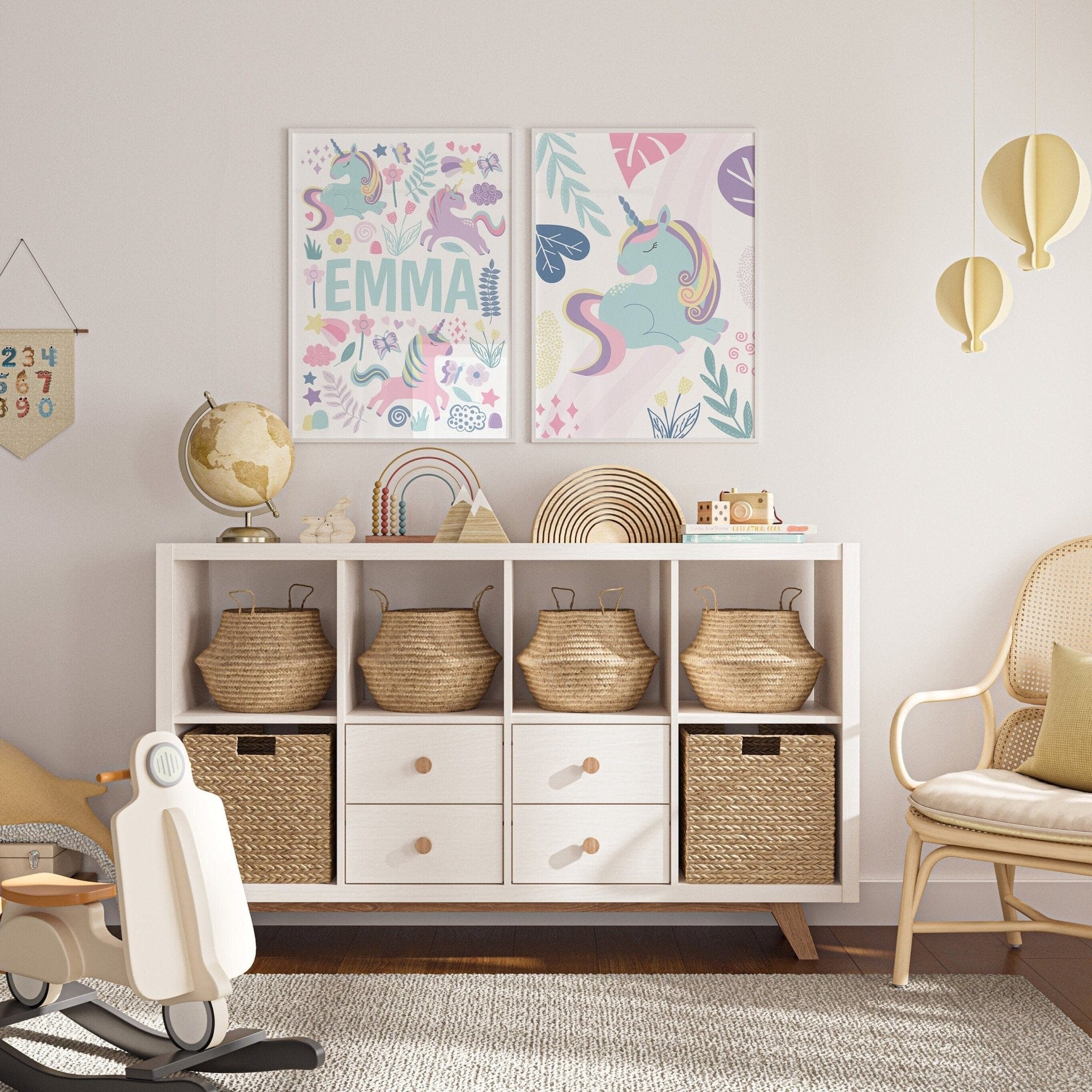 Personalised Unicorn Print Set - Dolly and Fred Designs