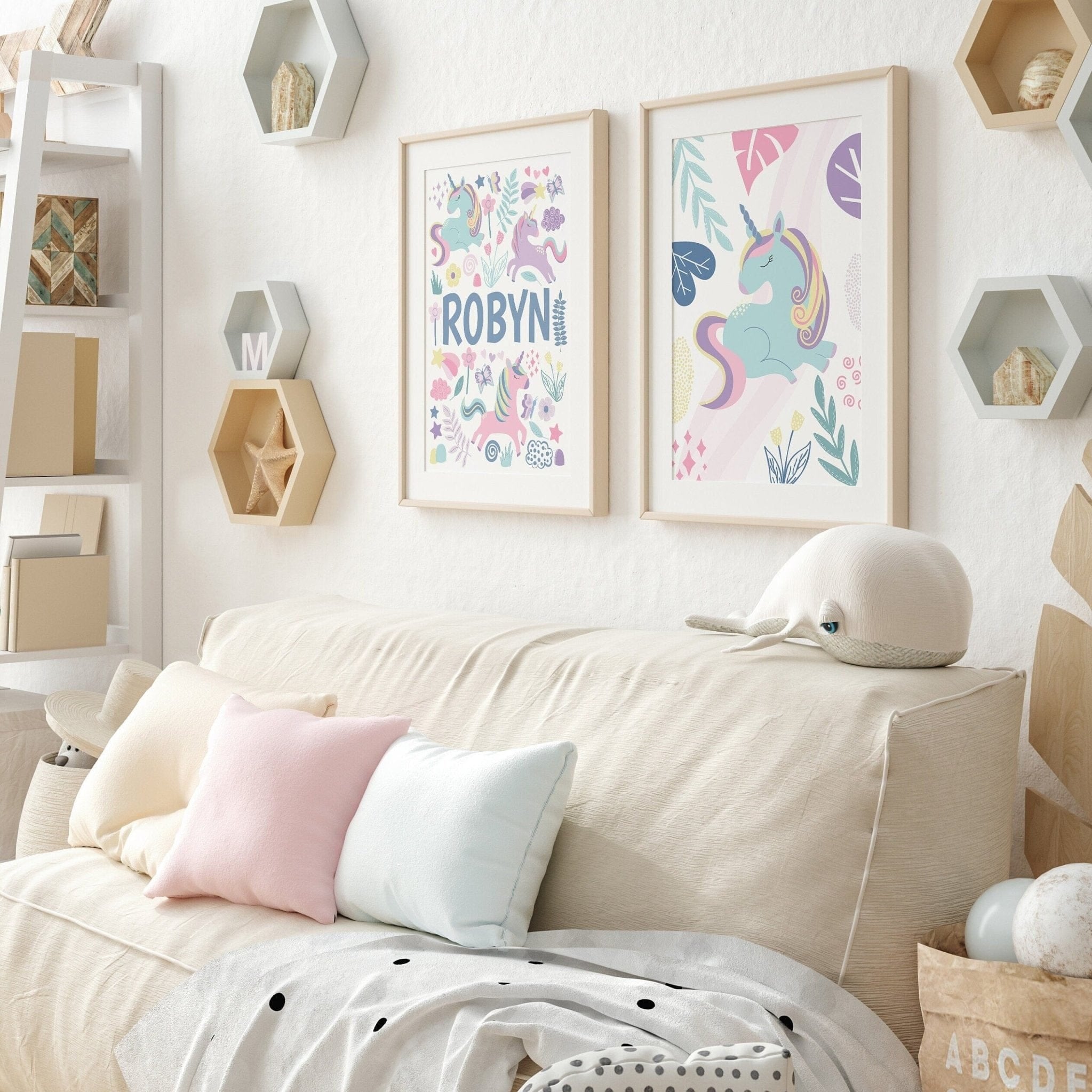 Personalised Unicorn Print Set - Dolly and Fred Designs