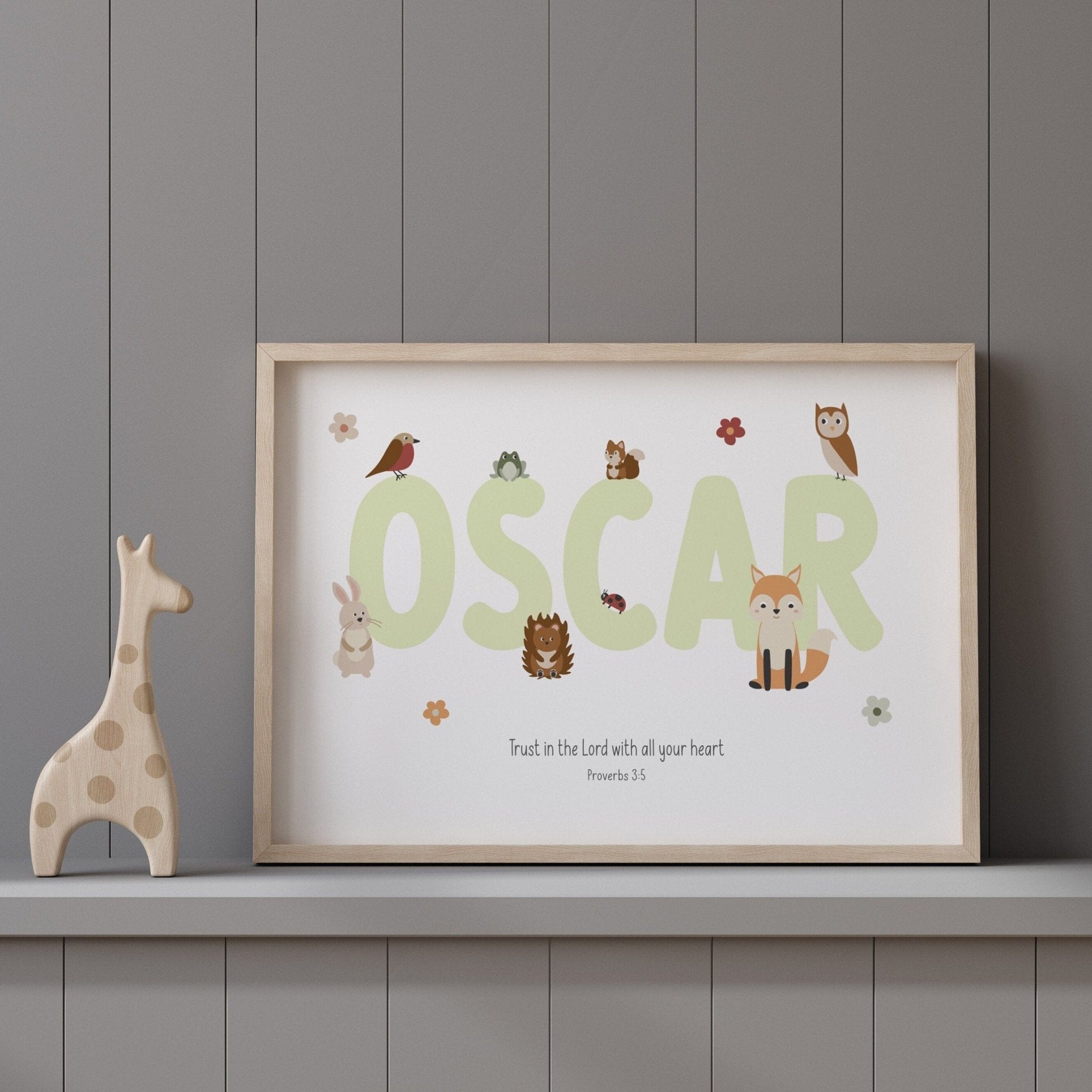 Personalised Woodland Nursery Print - Dolly and Fred Designs