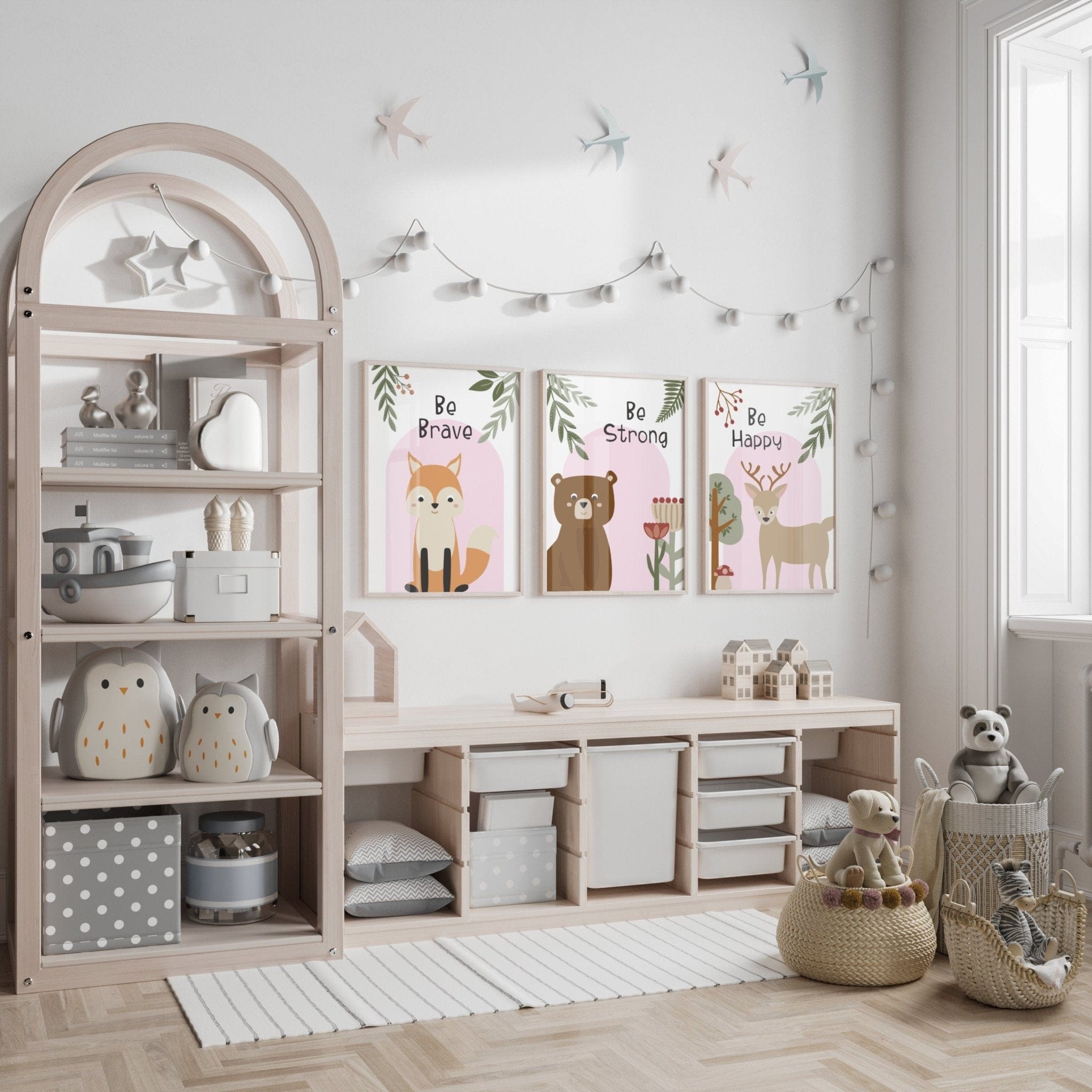 Pink Affirmation Woodland Nursery Print Set - Dolly and Fred Designs