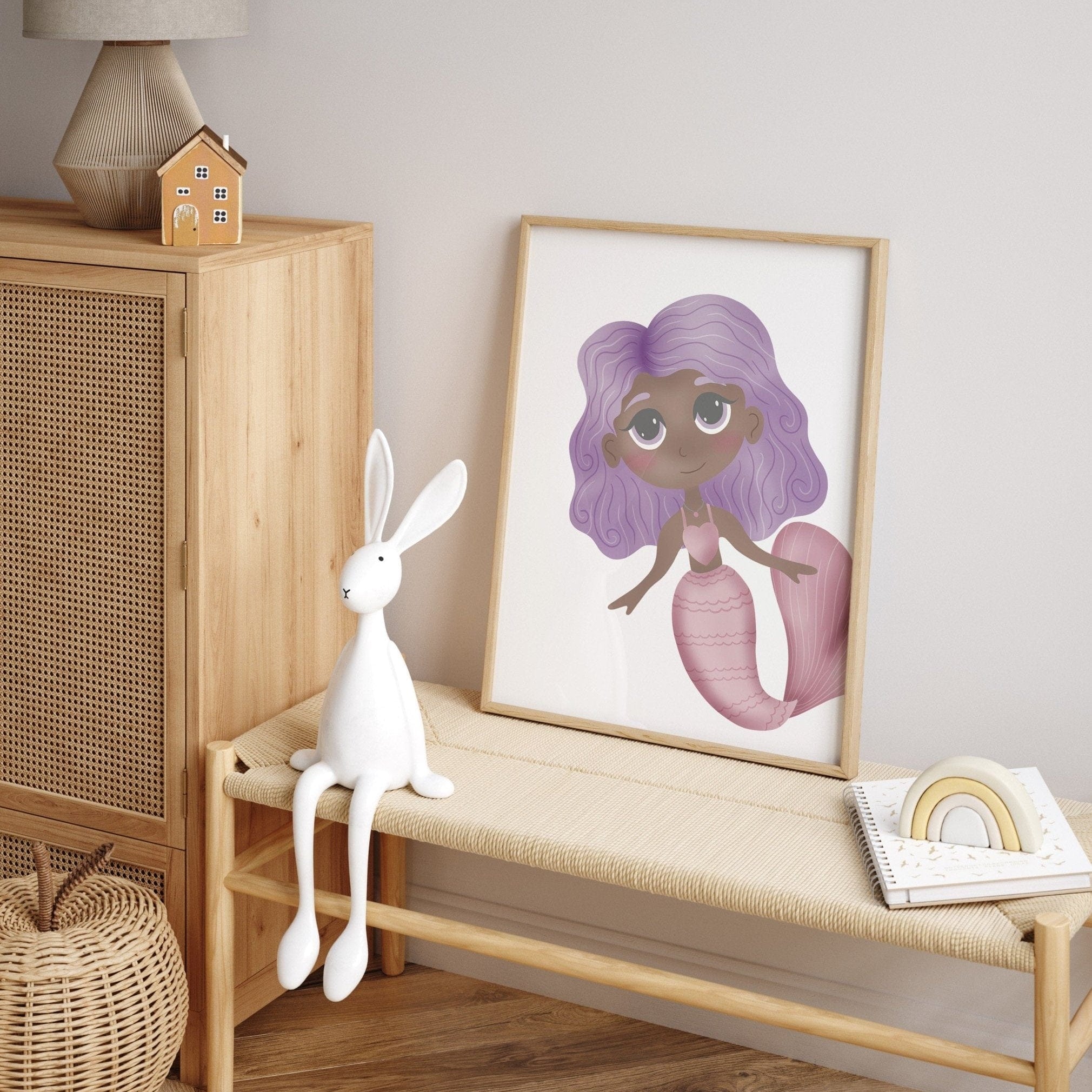 Pink and purple mermaid nursery print set - Dolly and Fred Designs