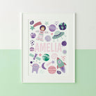 Pink Astronaut Name Nursery Print - Dolly and Fred Designs