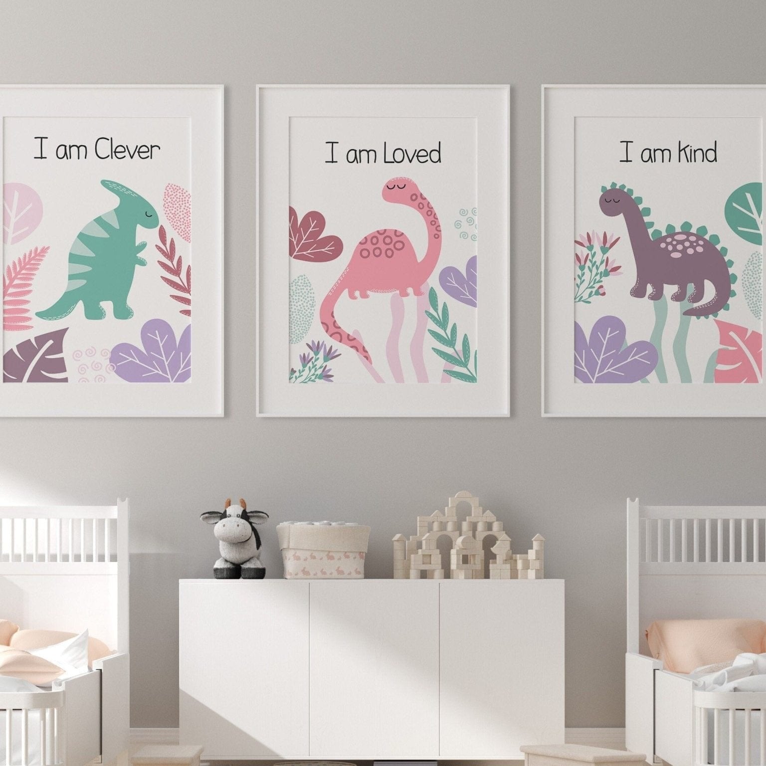 Pink Dinosaur Affirmation prints - Dolly and Fred Designs