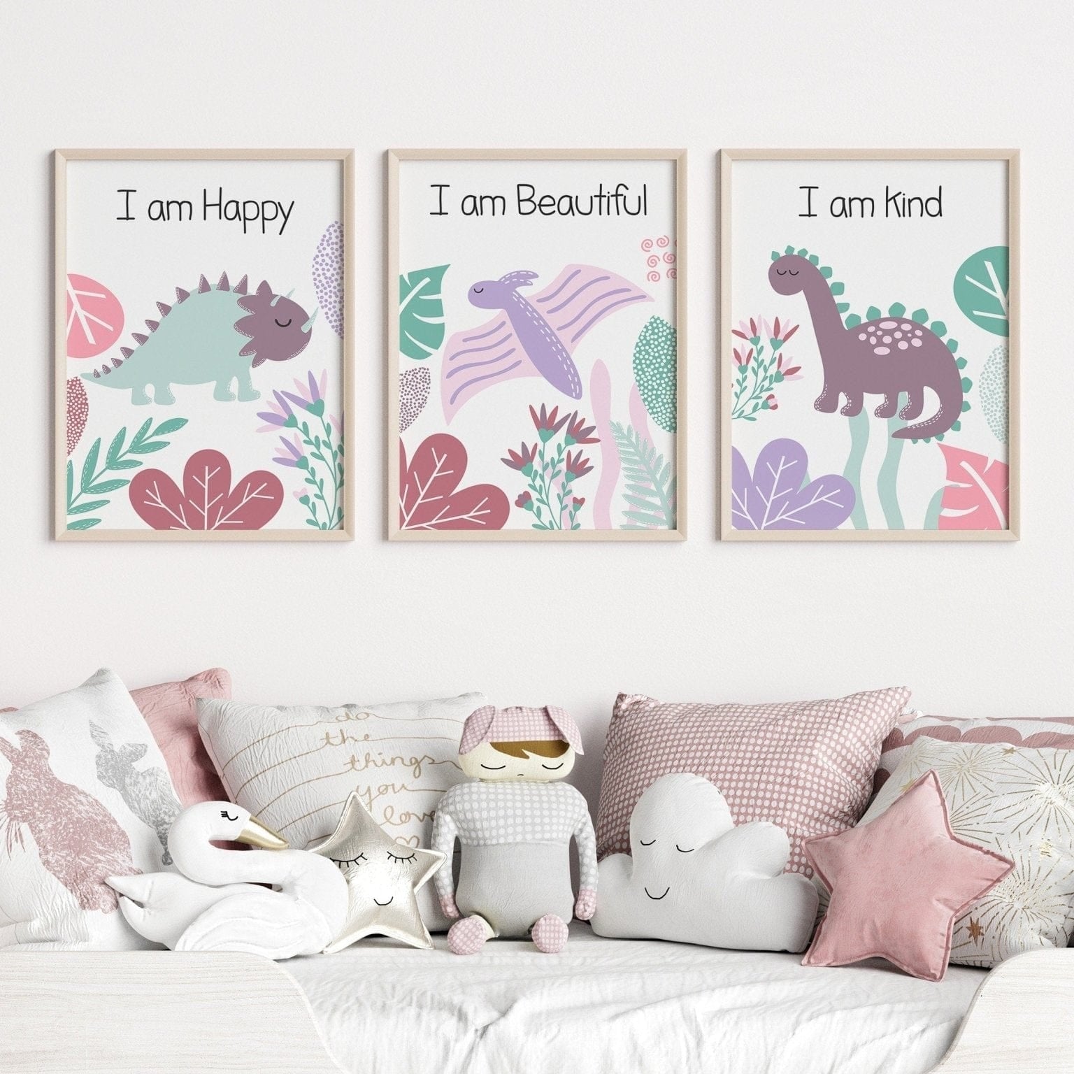 Pink Dinosaur Affirmation prints - Dolly and Fred Designs