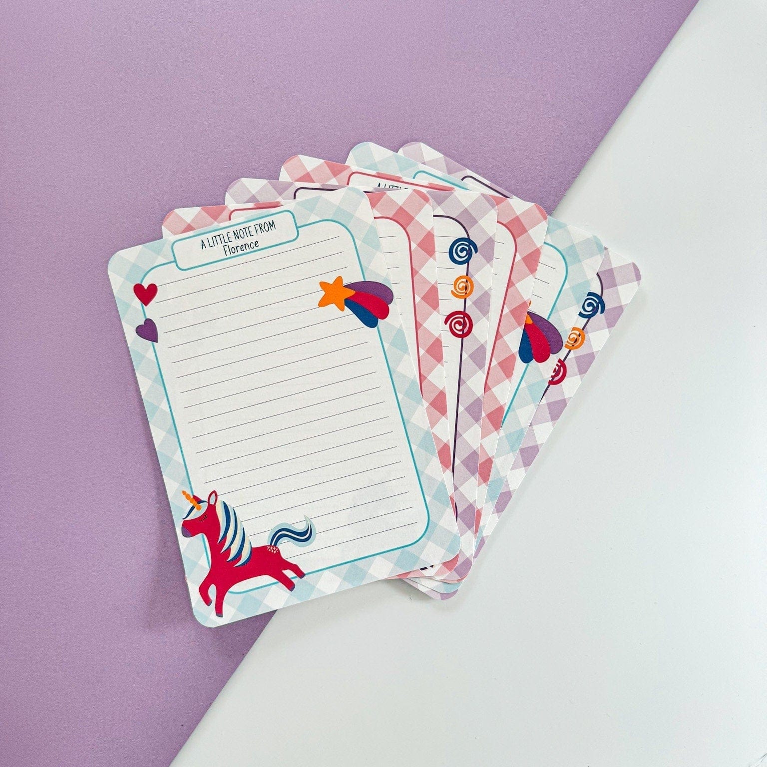 Pink Unicorn Writing Set for Children - Dolly and Fred Designs