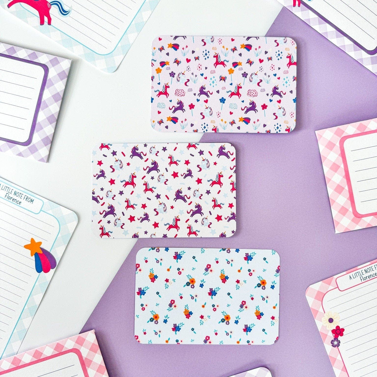 Pink Unicorn Writing Set for Children - Dolly and Fred Designs