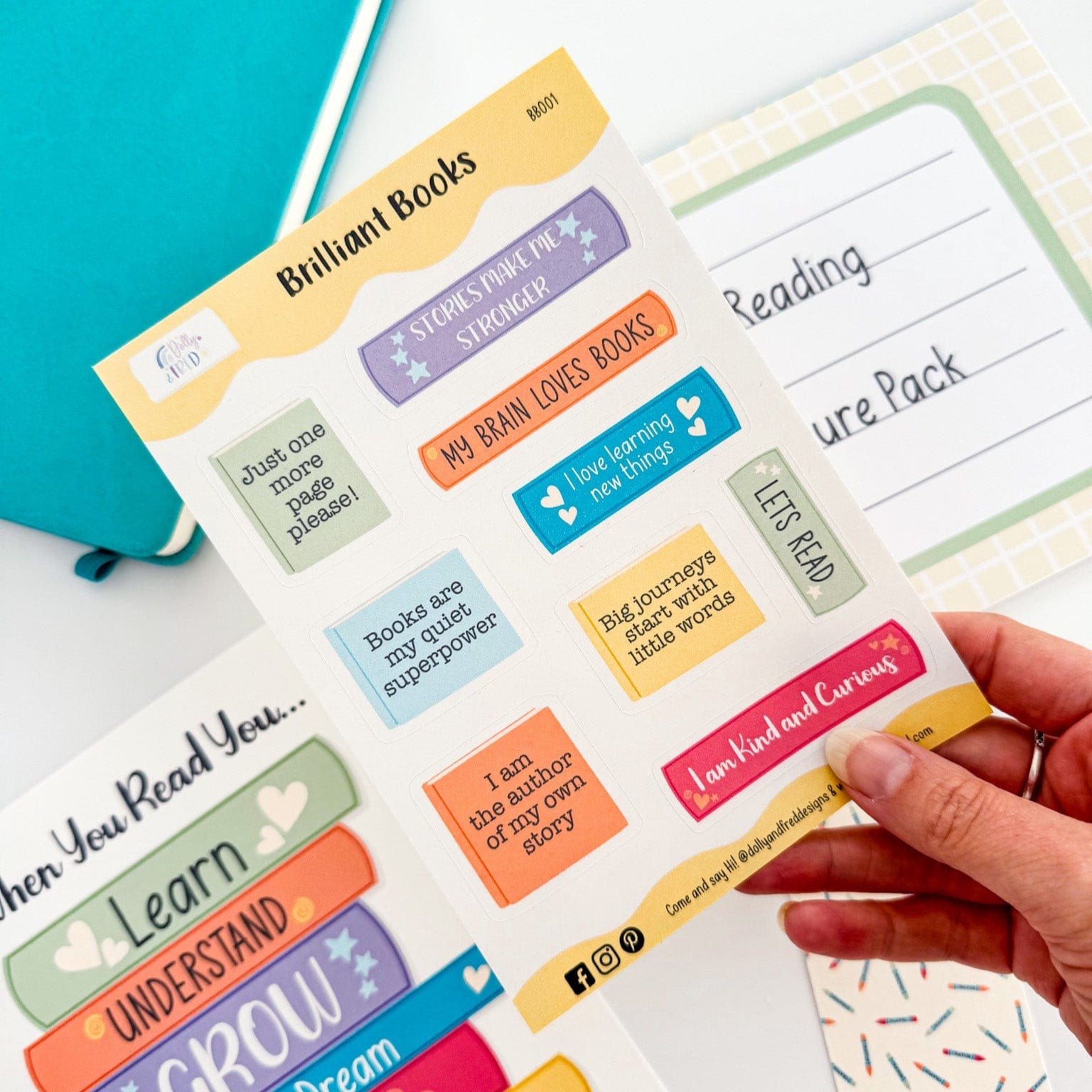 Children's reading encouragement bundle gift set with positive messages and vibrant colours.