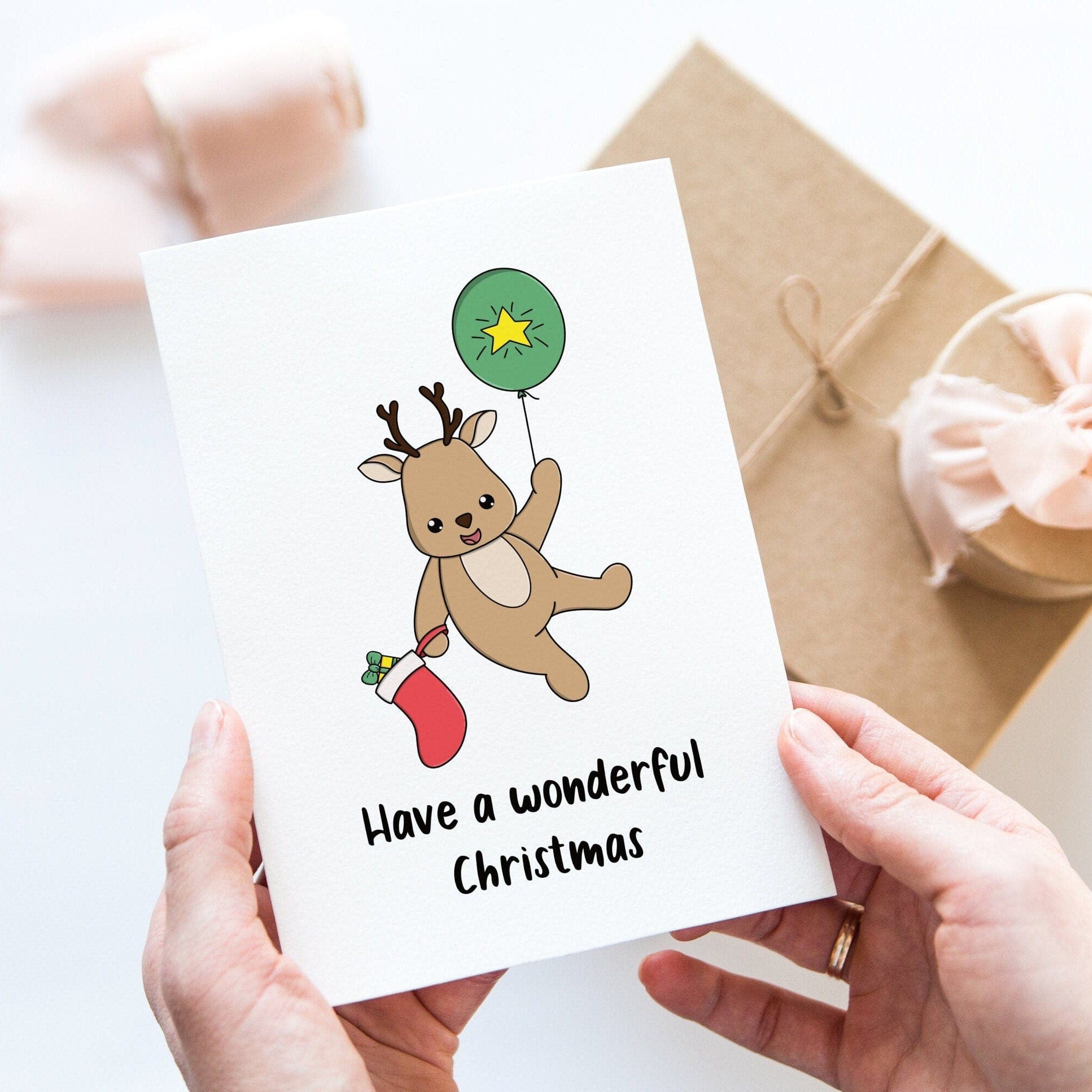 Reindeer Christmas Card Set, Pack of 5 A6 Cards - Dolly and Fred Designs