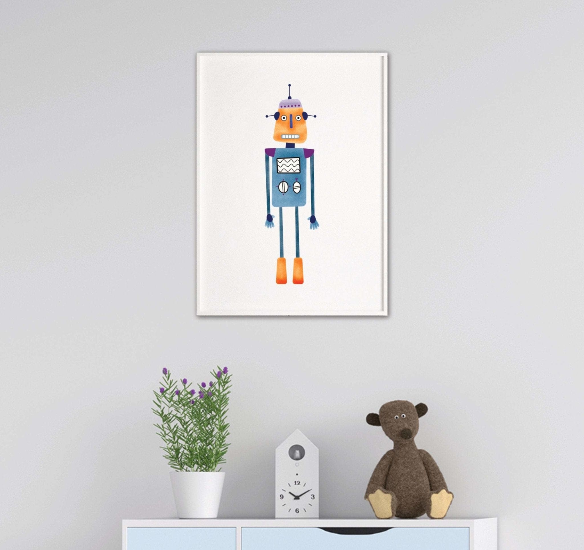 Robot family nursery print - Dolly and Fred Designs