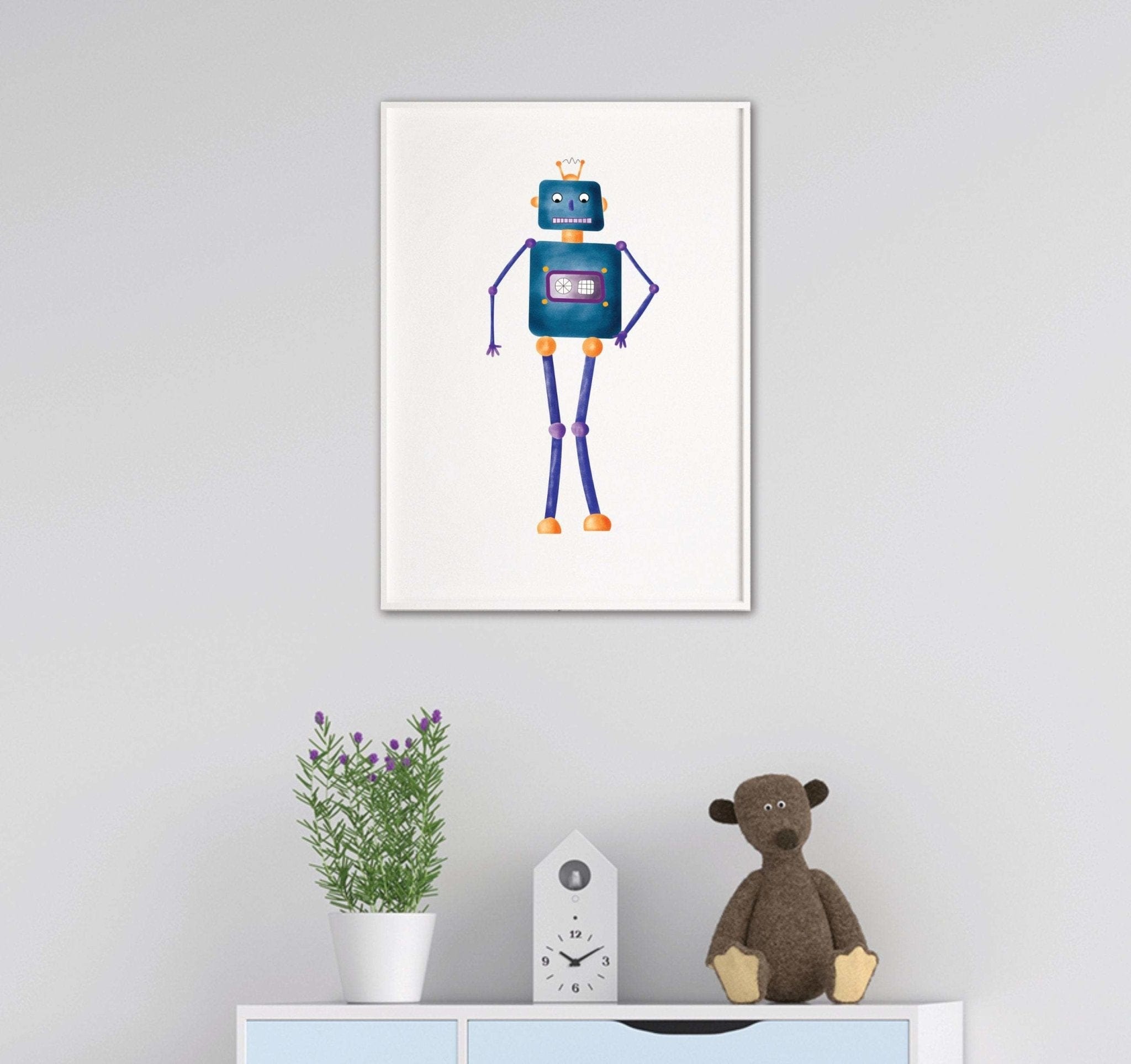 Robot family nursery print - Dolly and Fred Designs