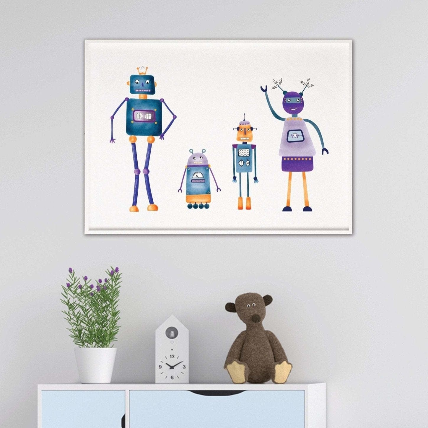 Robot family nursery print - Dolly and Fred Designs