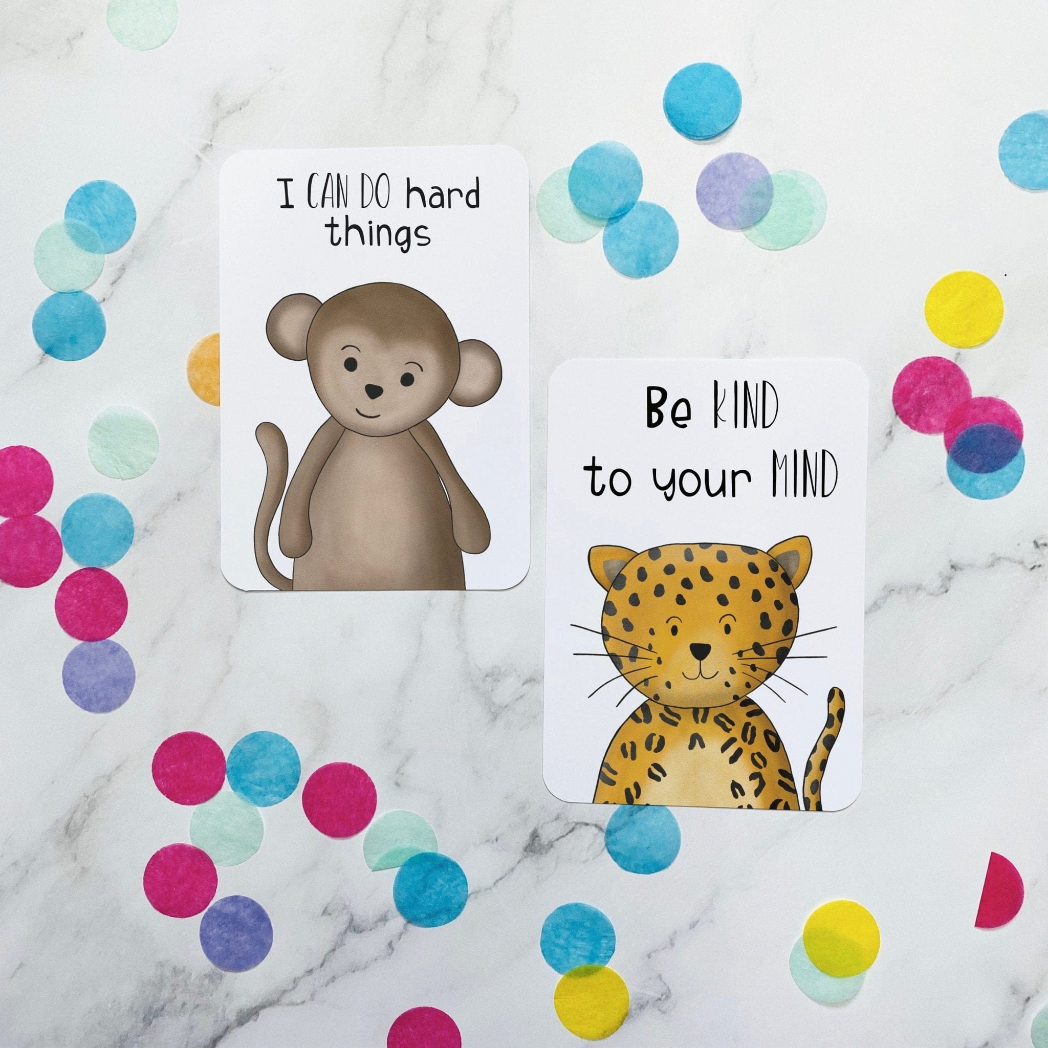 Safari affirmation cards for kids - Dolly and Fred Designs