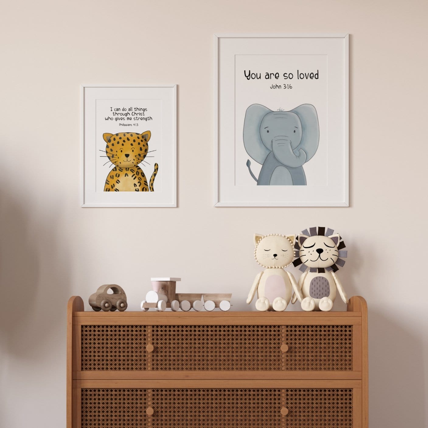 Safari Animal Bible Verse Nursery Prints Set of 9 - Dolly and Fred Designs