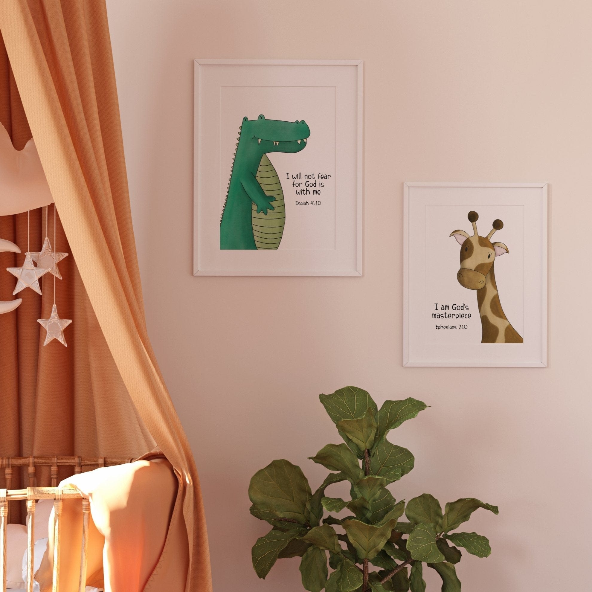 Safari Animal Bible Verse Nursery Prints Set of 9 - Dolly and Fred Designs