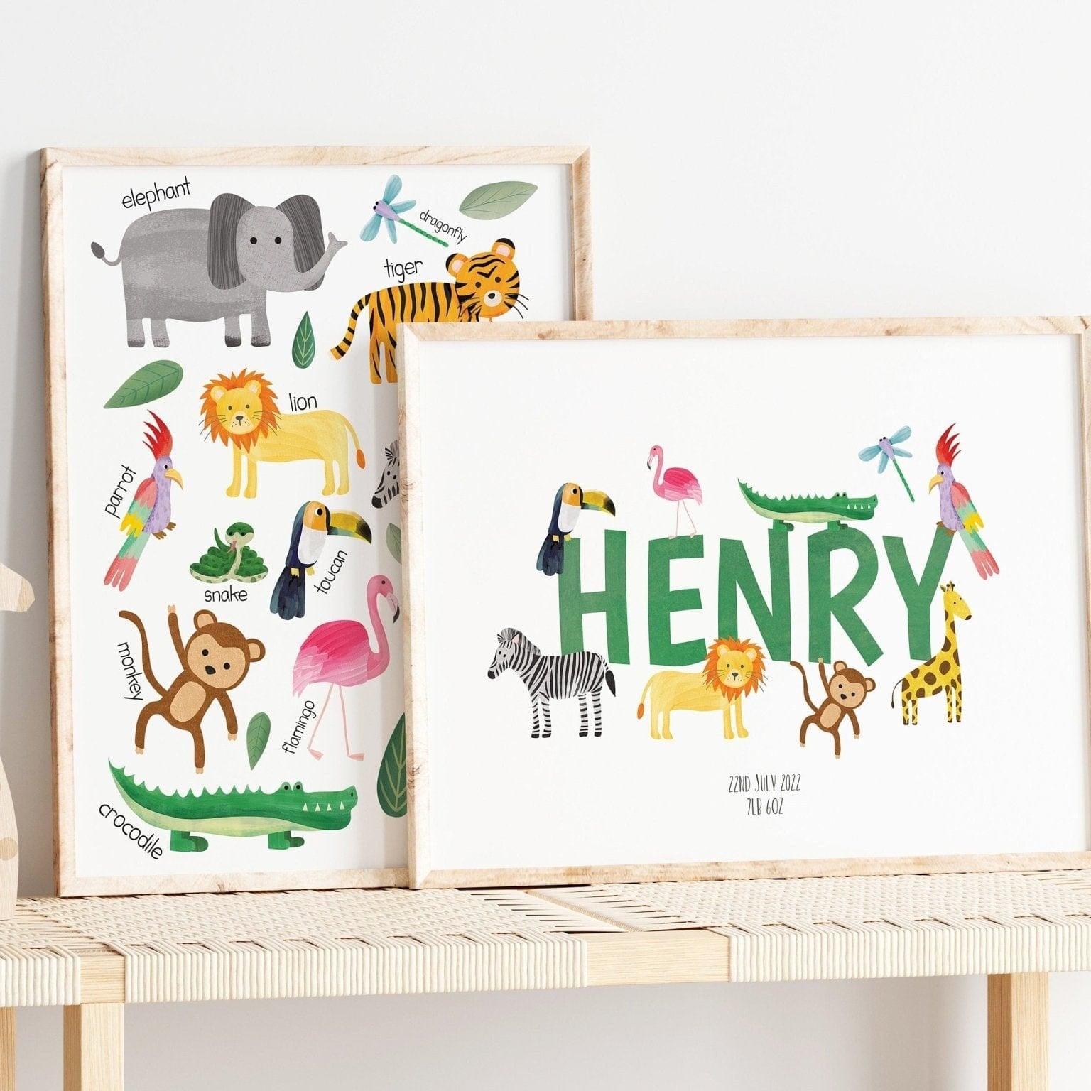 Safari Animal Wall Art for Kids' Room - Dolly and Fred Designs